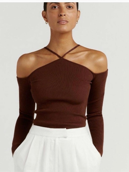 DISSH Tops - - DISSH Gianna brown Ribbed Top
